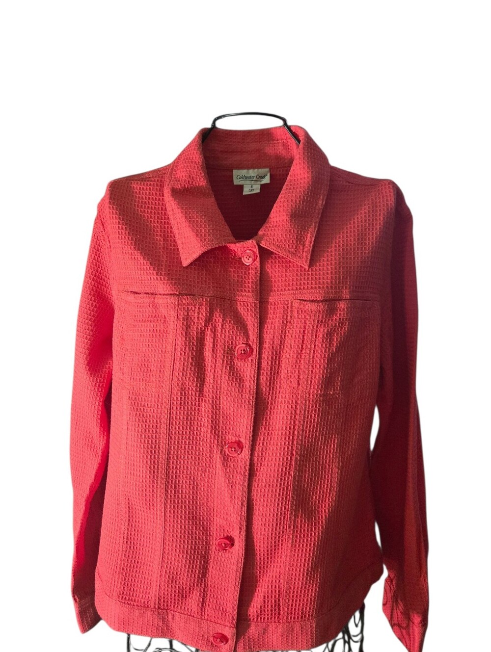 Coldwater Creek Coral Button-Front Textured Jacket Size Small
